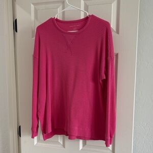 American Eagle Pink Waffle Knit Long Sleeve Top | size M